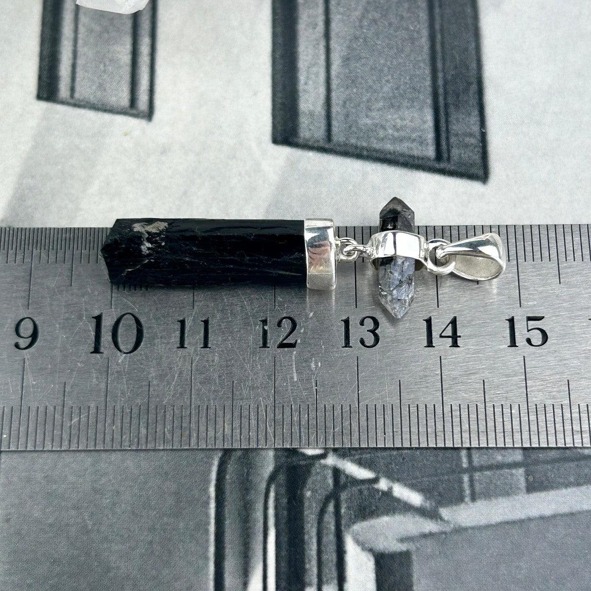 Black Crystal Silver Pendant
