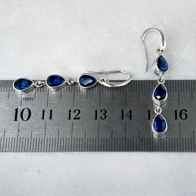 Kyanite Teardrop Triple Drop Earrings