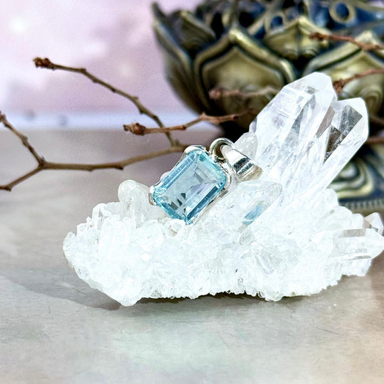 Aquamarine Emerald Cut Pendant