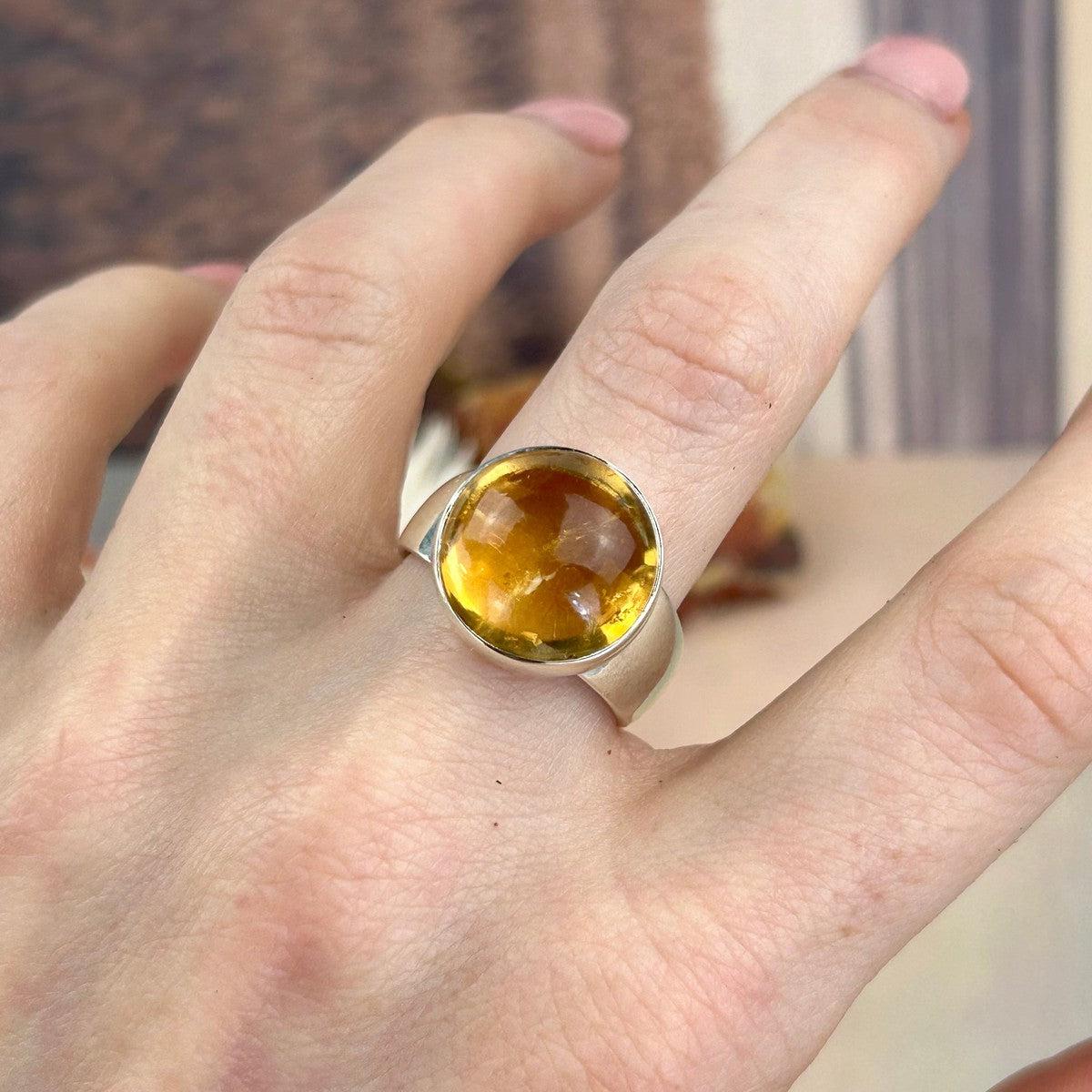 Citrine Circle Shape Ring