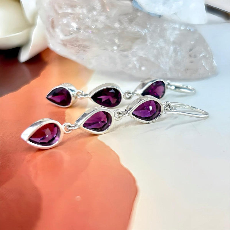 Teardrop Multi Drop Gemstone Earrings