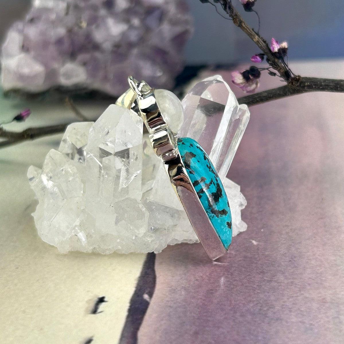 Multi Crystal Silver Pendant