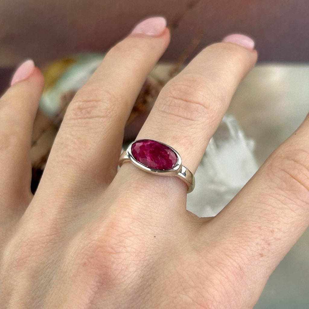 Pink Gemstone Silver Ring