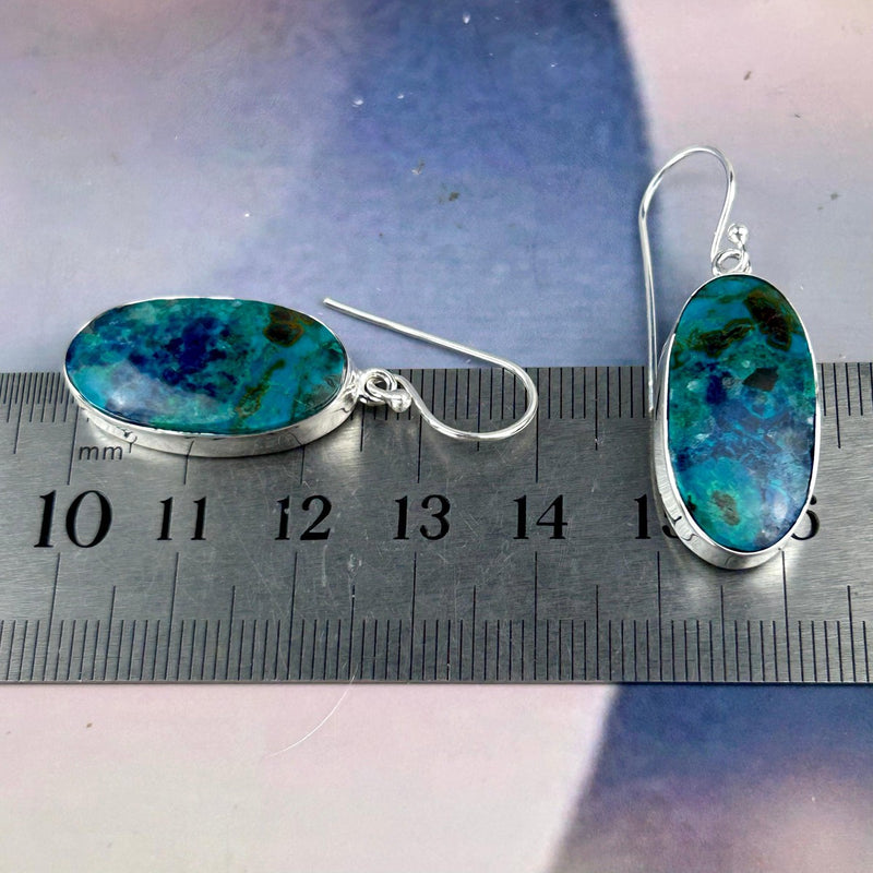 Blue And Green Pattern Crystal Earrings