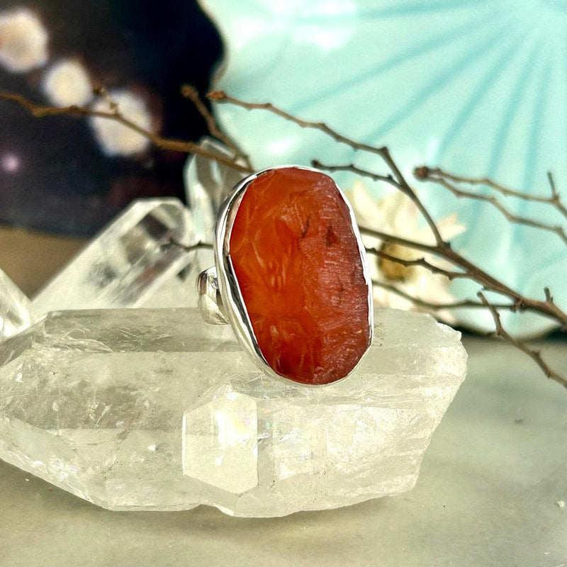 Raw Carnelian Stone Ring