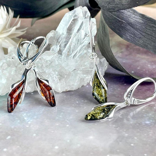 Assorted Baltic Amber Flower Bud Drop Earrings