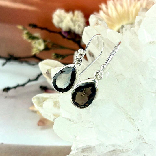 Smokey Quartz Teardrop Cut Drop Earrings