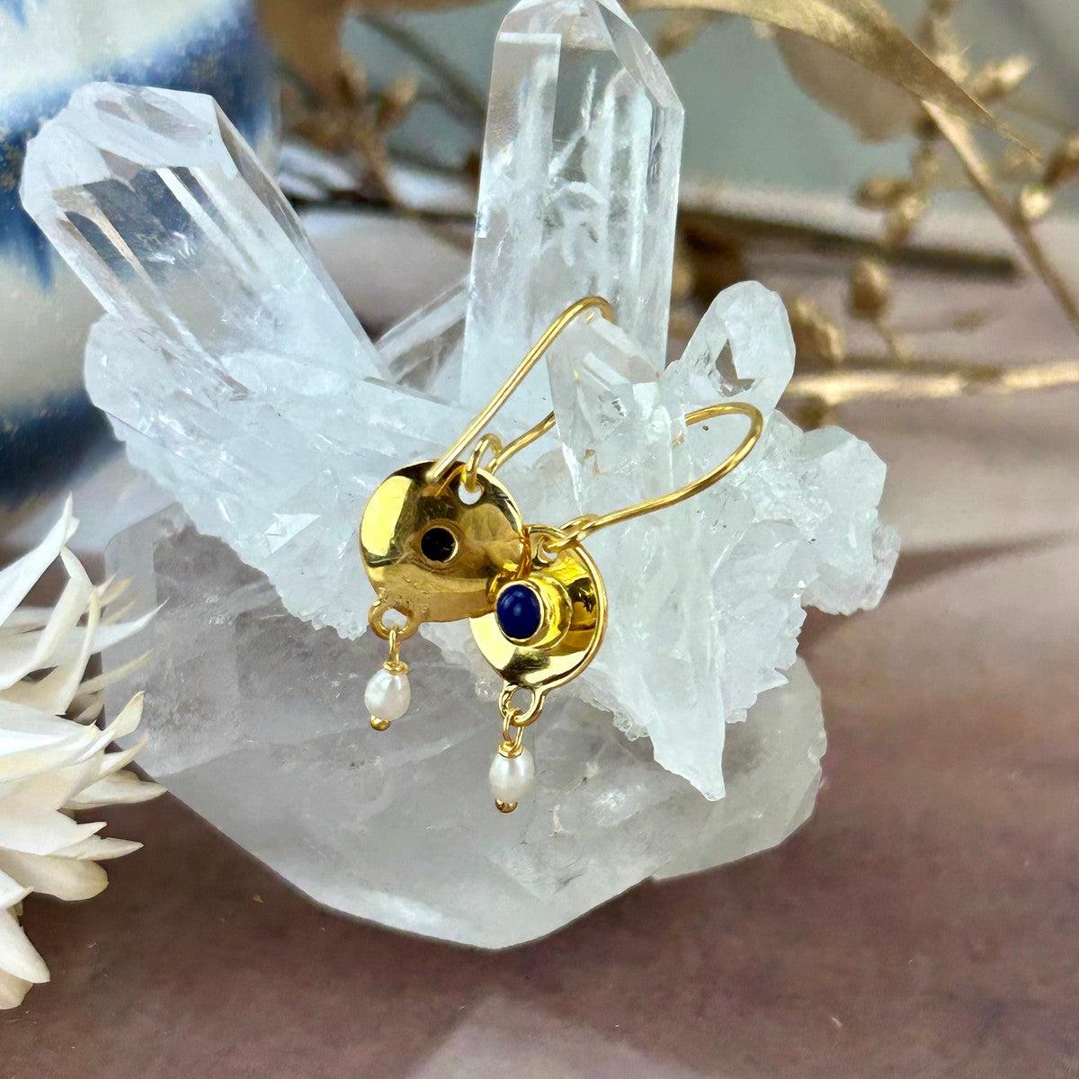 Lapis Lazuli Yellow Gold Earrings