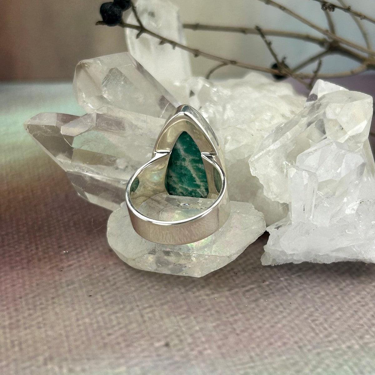 Amazonite Teardrop Rings
