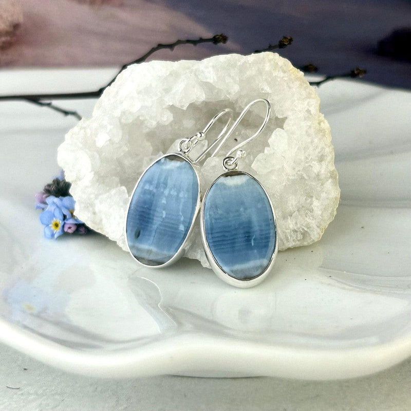 Oval Blue Stone Earrings