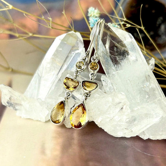 Citrine Triple Drop Earrings