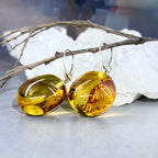 Natural Amber Large Earrings