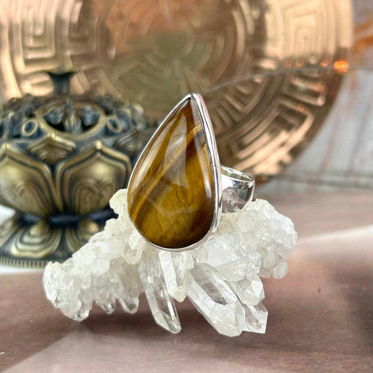 Golden Tiger’s Eye Teardrop Ring