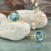 Blue Topaz Round Gold Ring