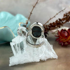 Red And Metallic Grey Stone Ring
