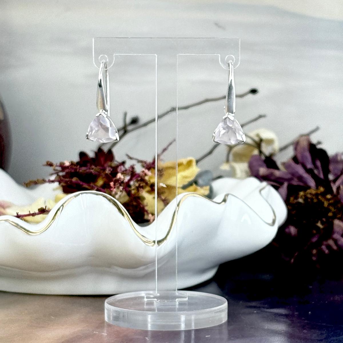 Petite Size Rose Quartz Earrings
