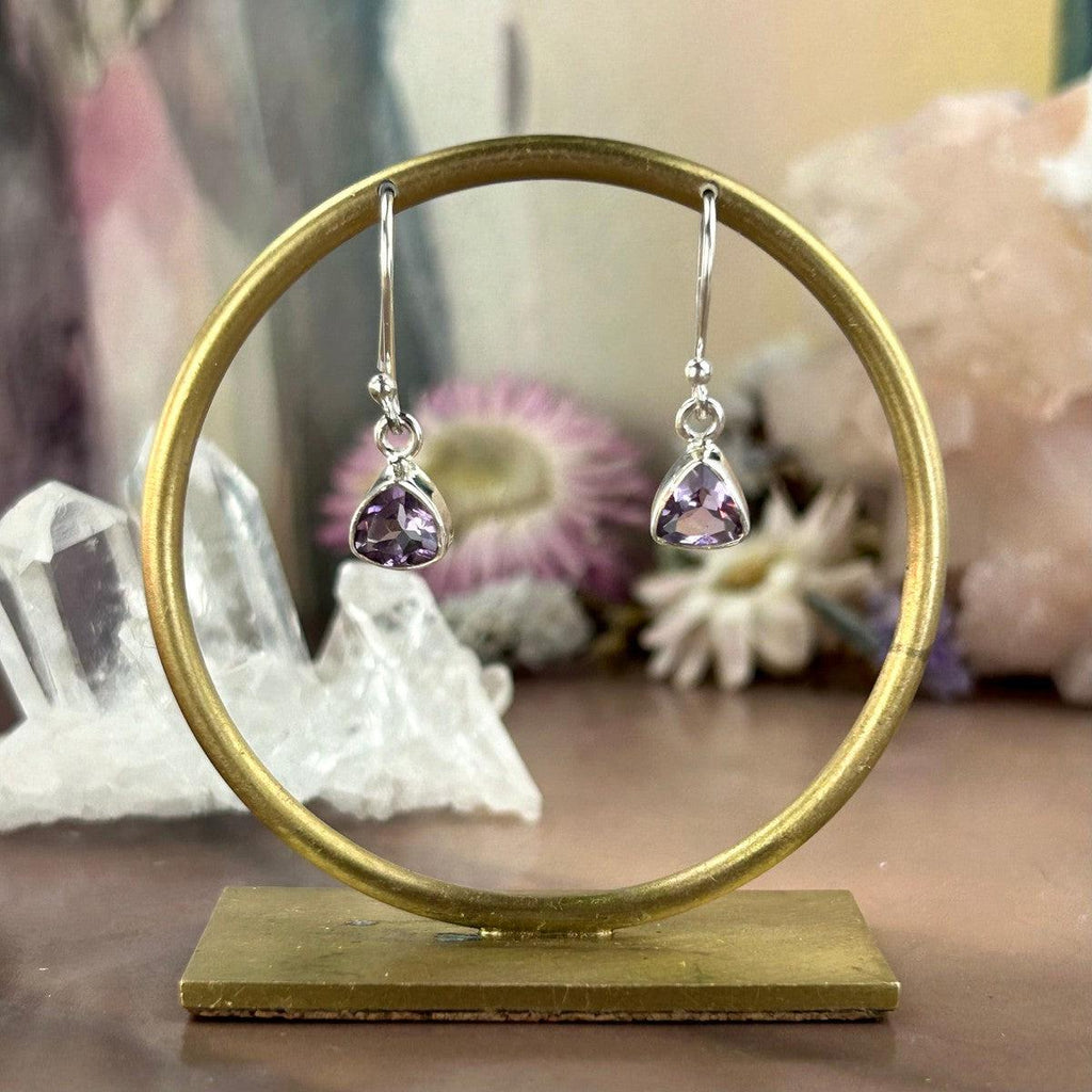 Purple Gemstone Drop Earrings