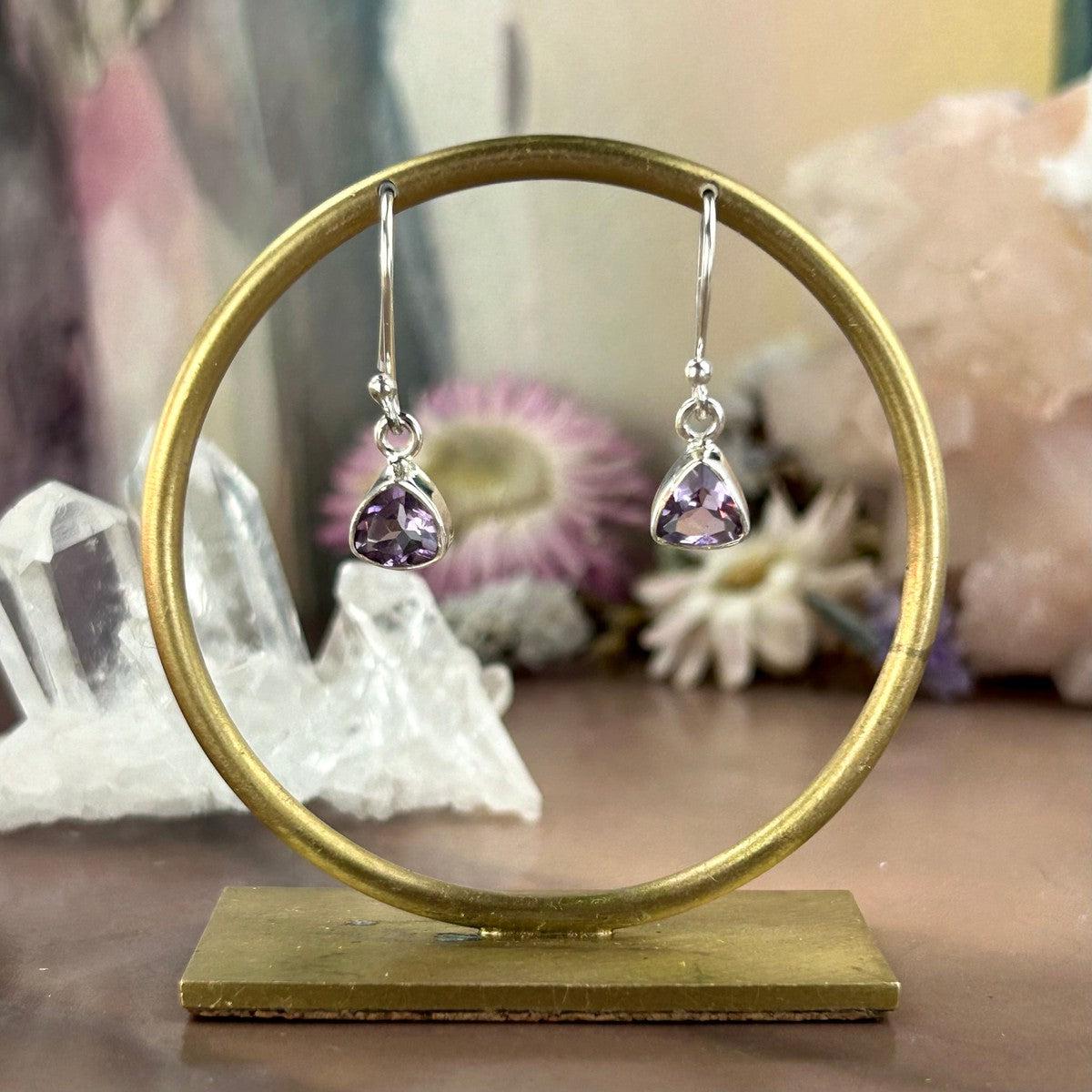 Purple Gemstone Drop Earrings