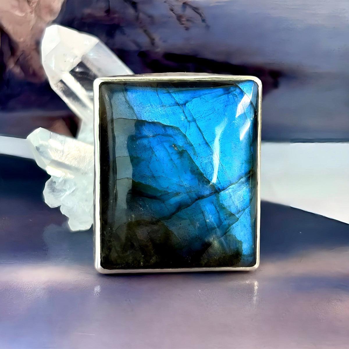 Labradorite Large Square Ring