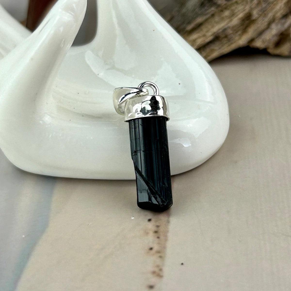 Black Tourmaline Raw Pendant