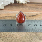 Carnelian Teardrop Sterling Silver Ring