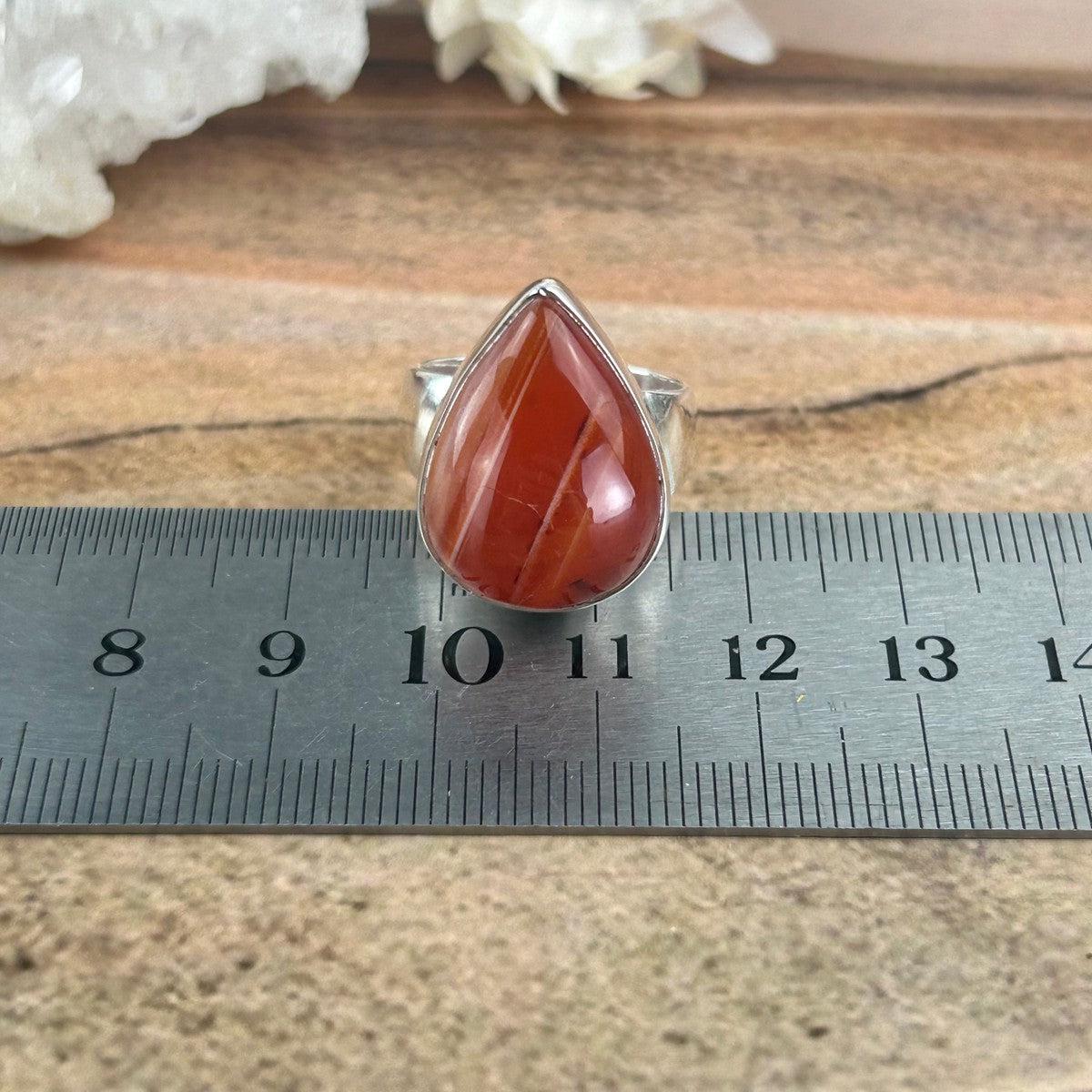 Carnelian Teardrop Sterling Silver Ring