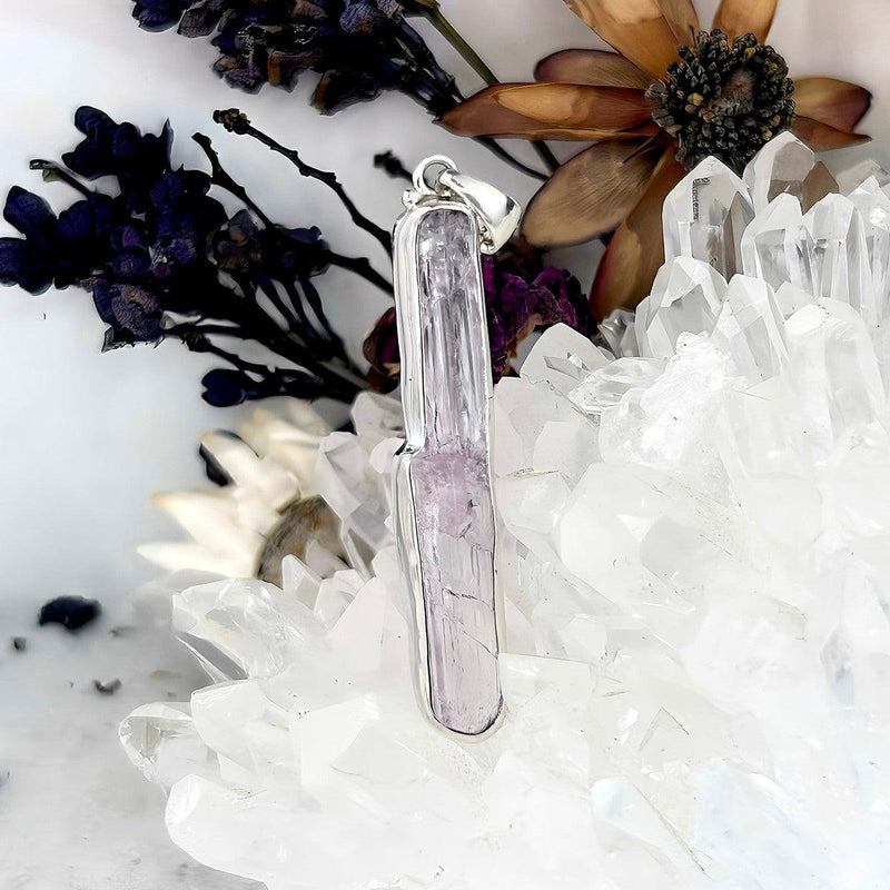 Kunzite Raw Crystal Bar Pendant