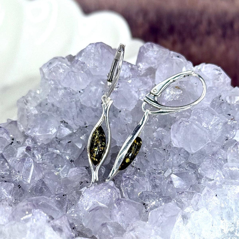 Baltic Green Amber Earrings