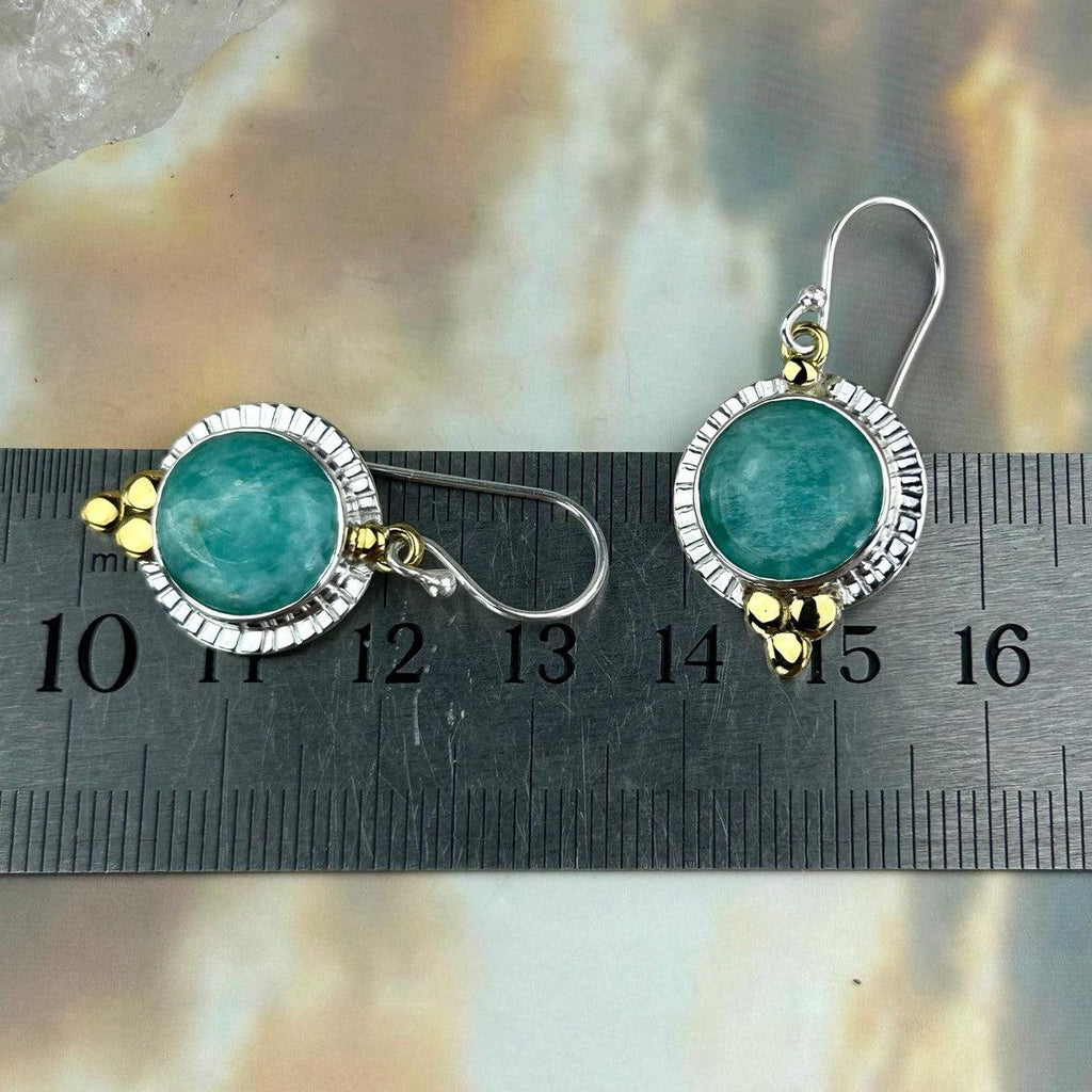 Round Amazonite Disc Earrings