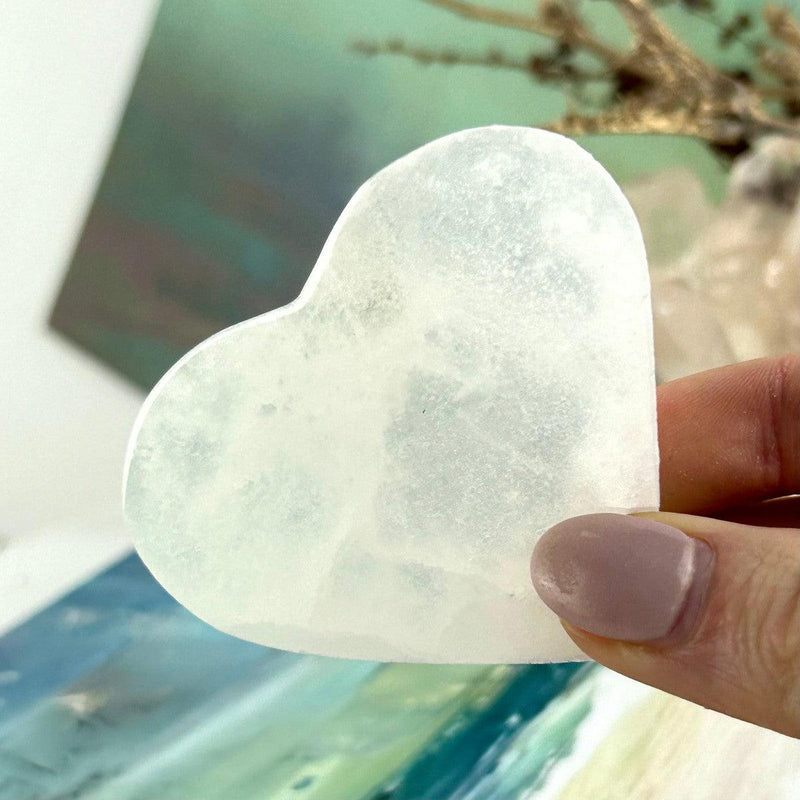 Selenite Hand Carved Heart