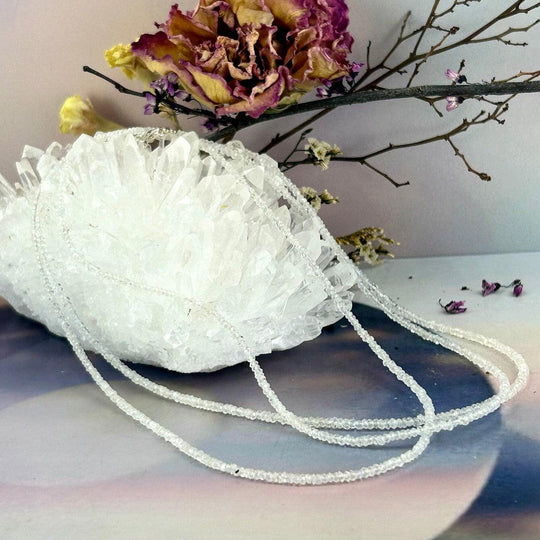 Rainbow Moonstone Faceted 1mm Bead Necklace