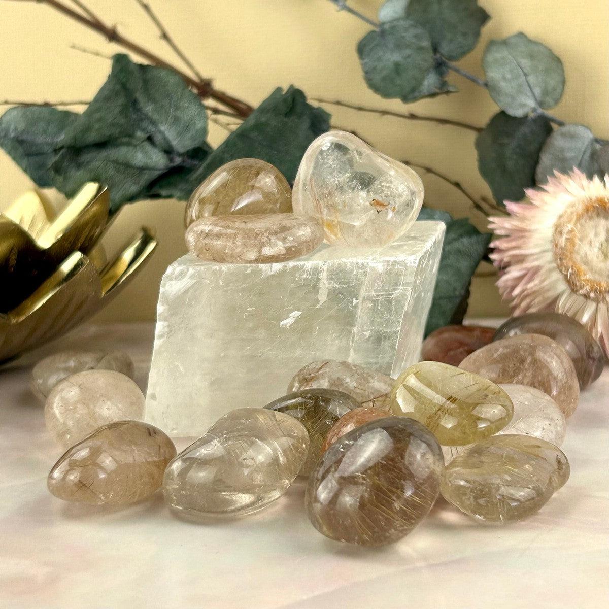 Rutile Quartz Tumbled Stone