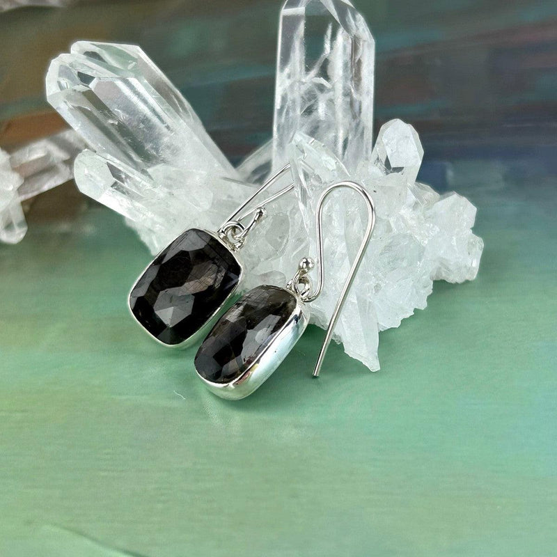 Dark Sapphire Crystal Earrings