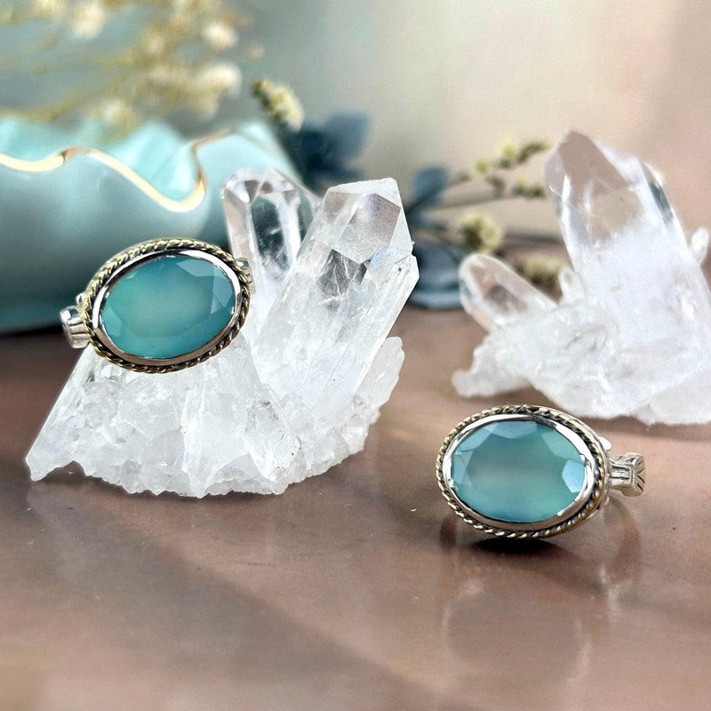 Blue Chalcedony Ornate Ring