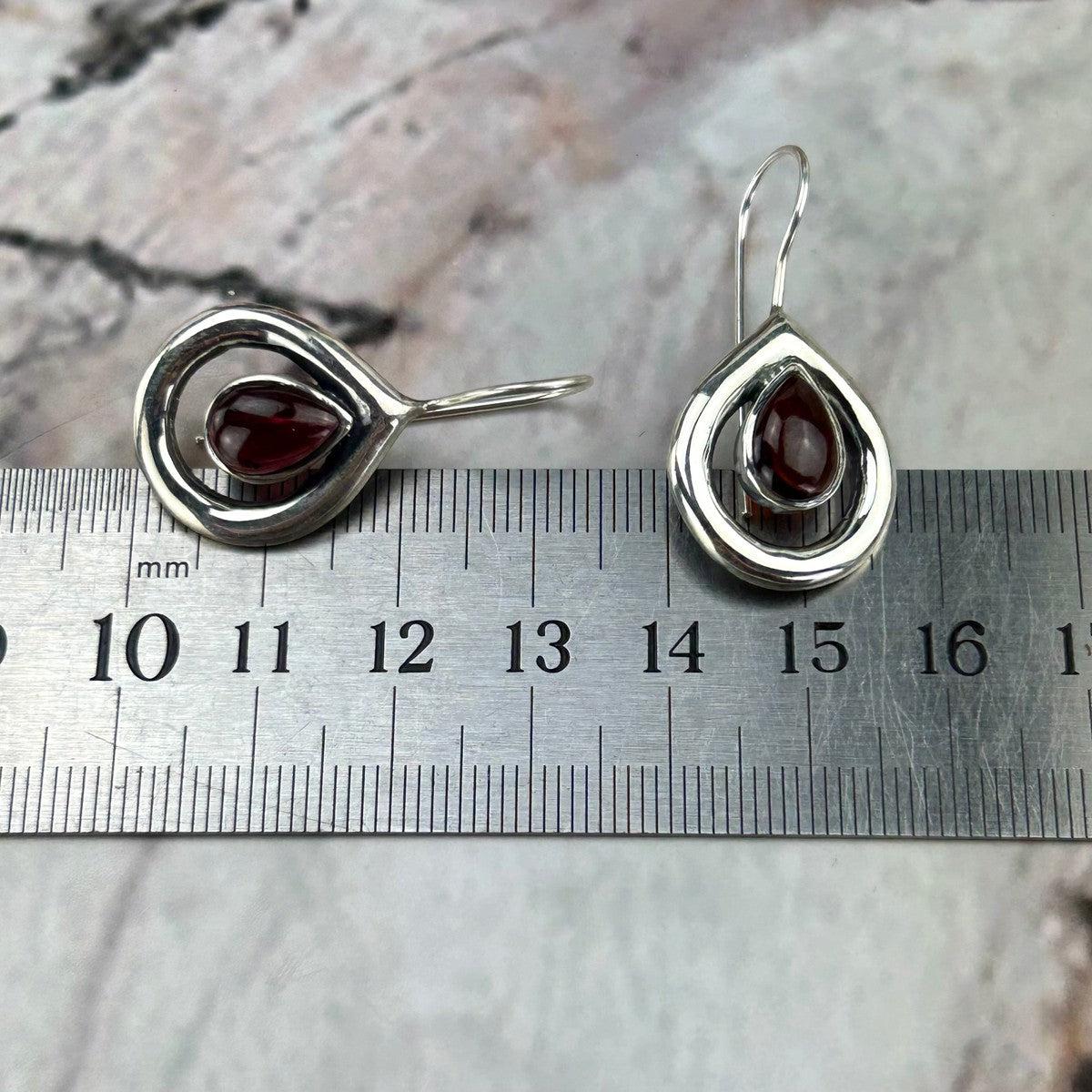 Garnet Teardrop Contemporary Drop Earrings
