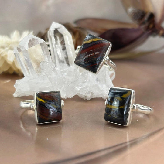 Tiger Iron Small Rectangular Rings