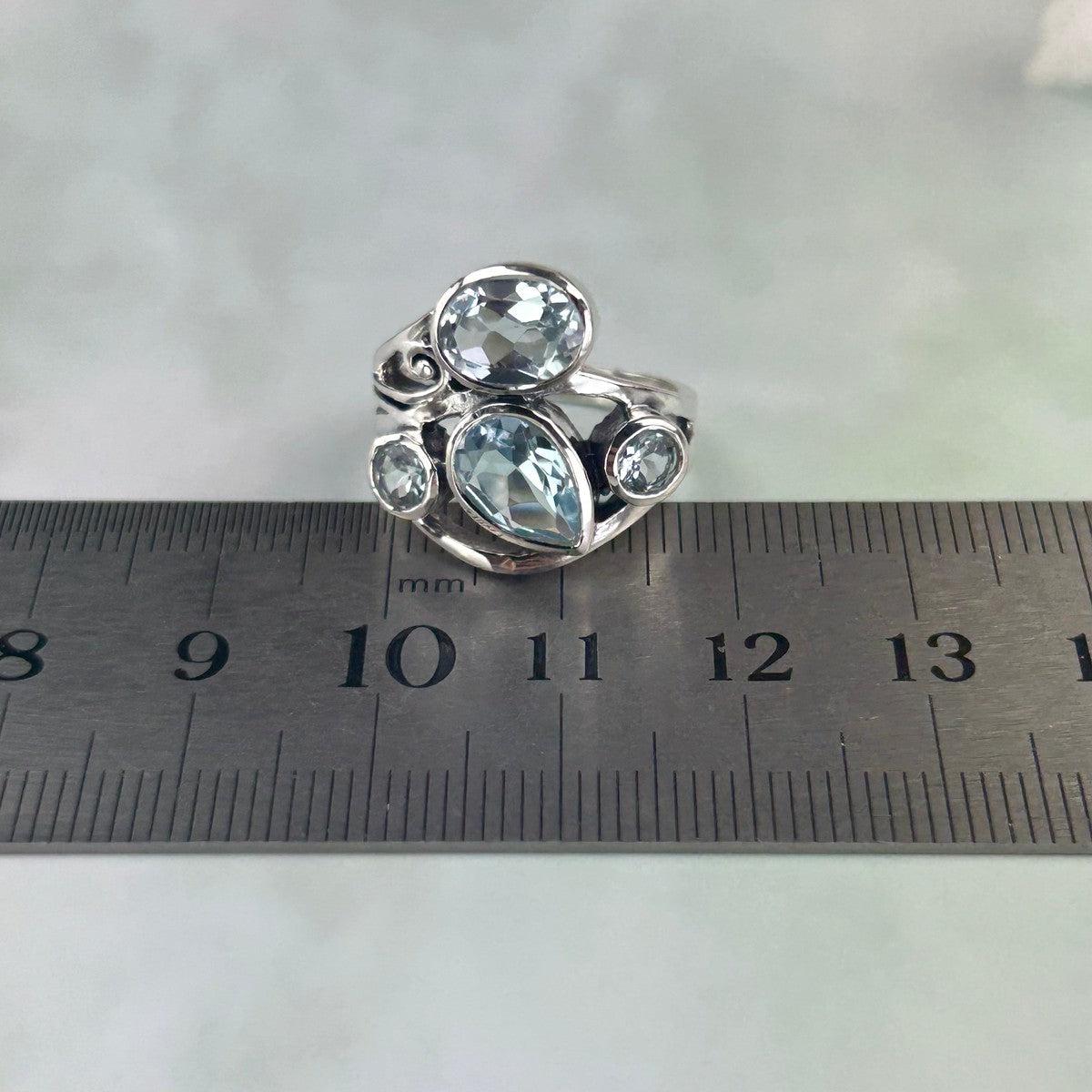 Embellished Blue Topaz Ring