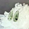 Prehnite With Epidote Elongated Teardrop Drop Earrings