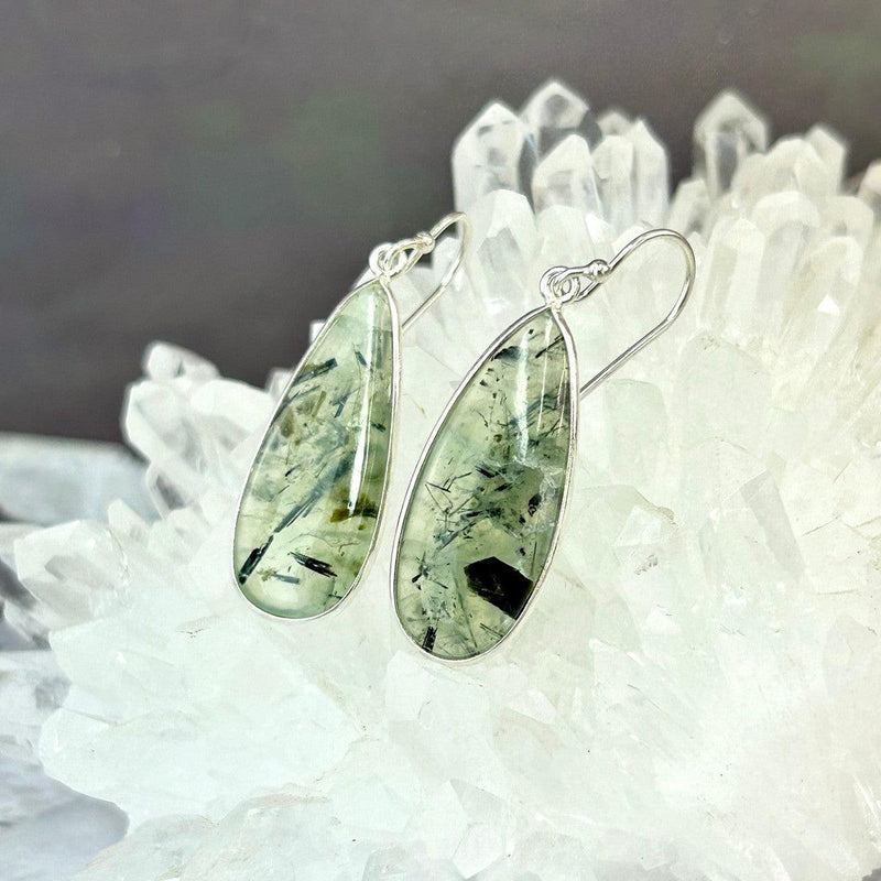 Prehnite With Epidote Inclusions Earrings