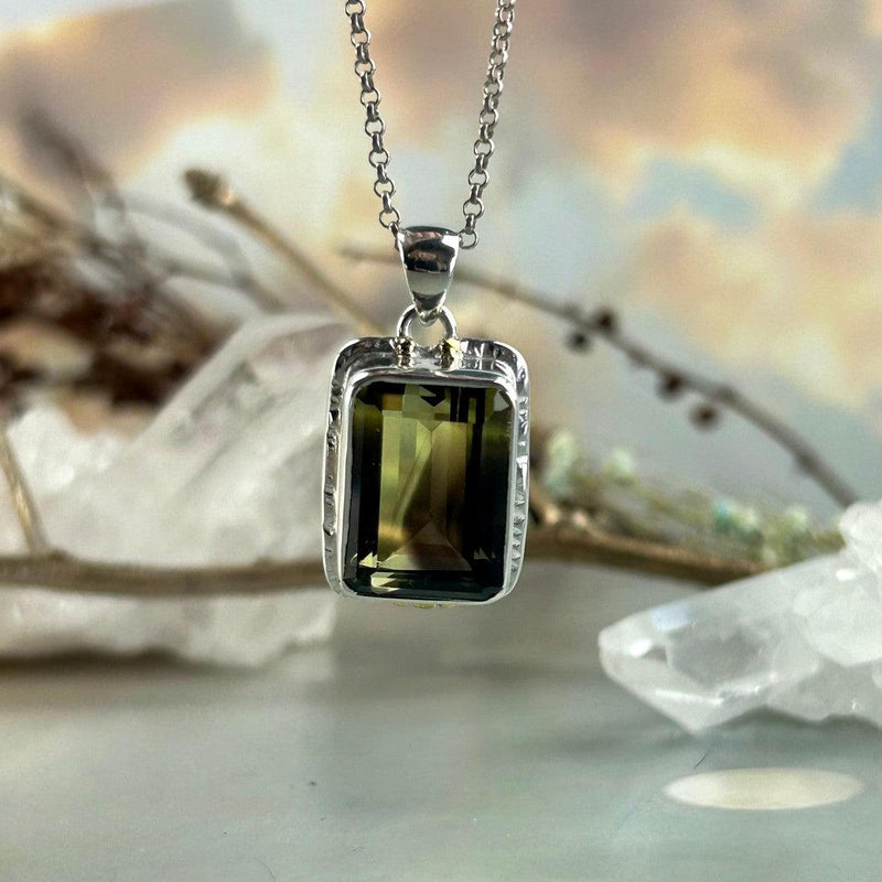 Smokey Lemon Quartz with Phantom inclusions Rectangle Ornate Pendants