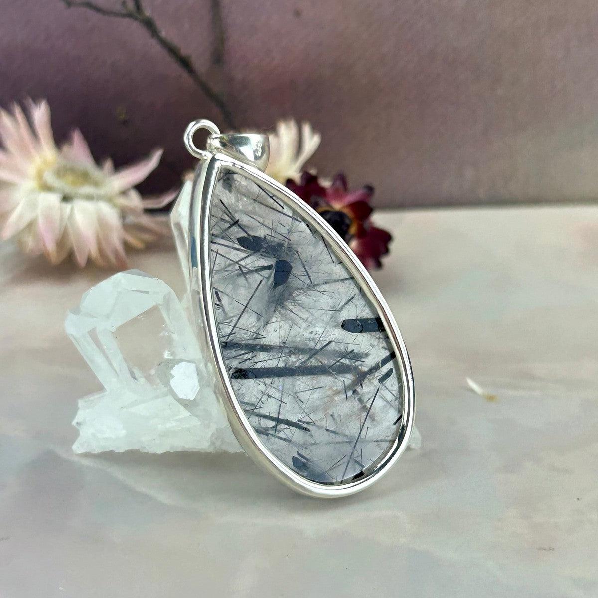 Black Tourmaline Rutile Pendant