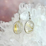 Golden Rutile Quartz Oval Drop Earrings