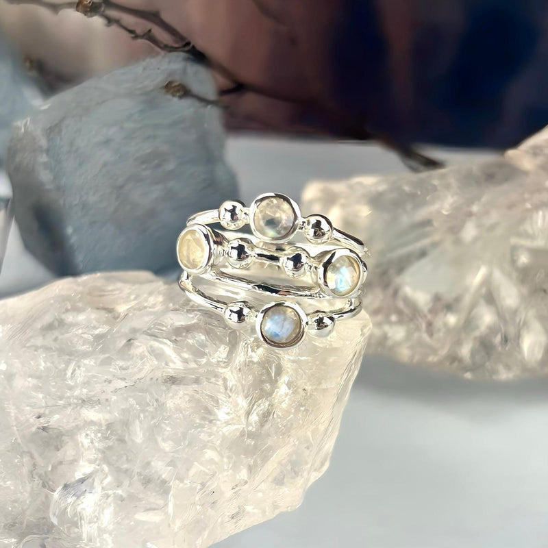Rainbow Moonstone Multi Ring