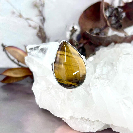Golden Tiger’s Eye Teardrop Ring