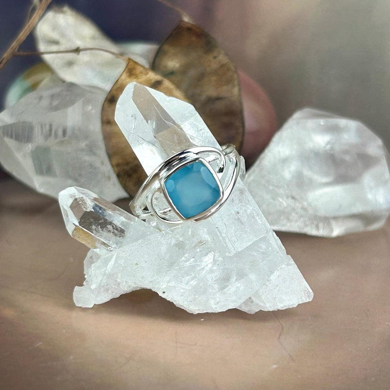 Square Cut Chalcedony Ring