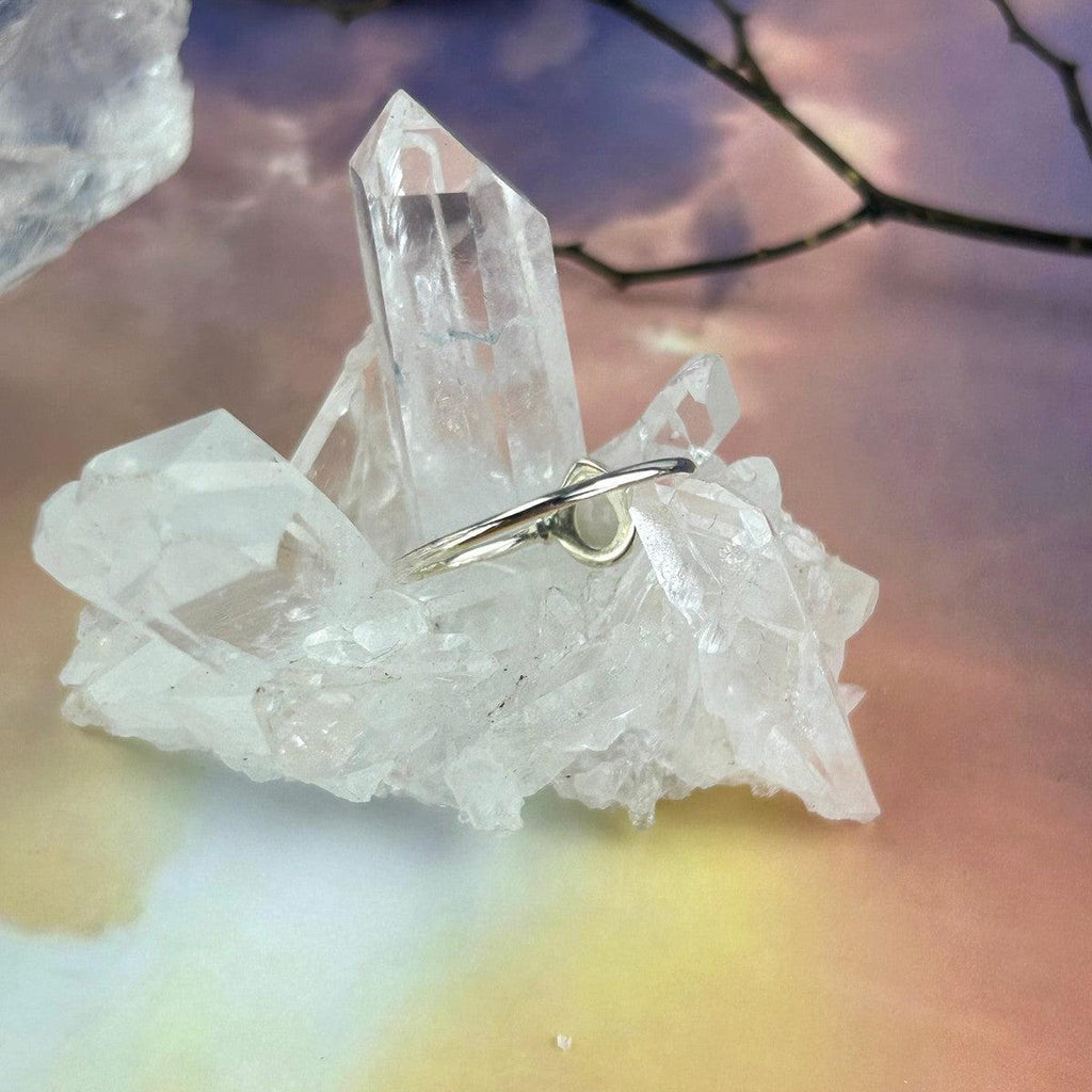 Rainbow Moonstone Dainty Ring