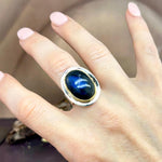 Labradorite Oval Brass Rim Ring