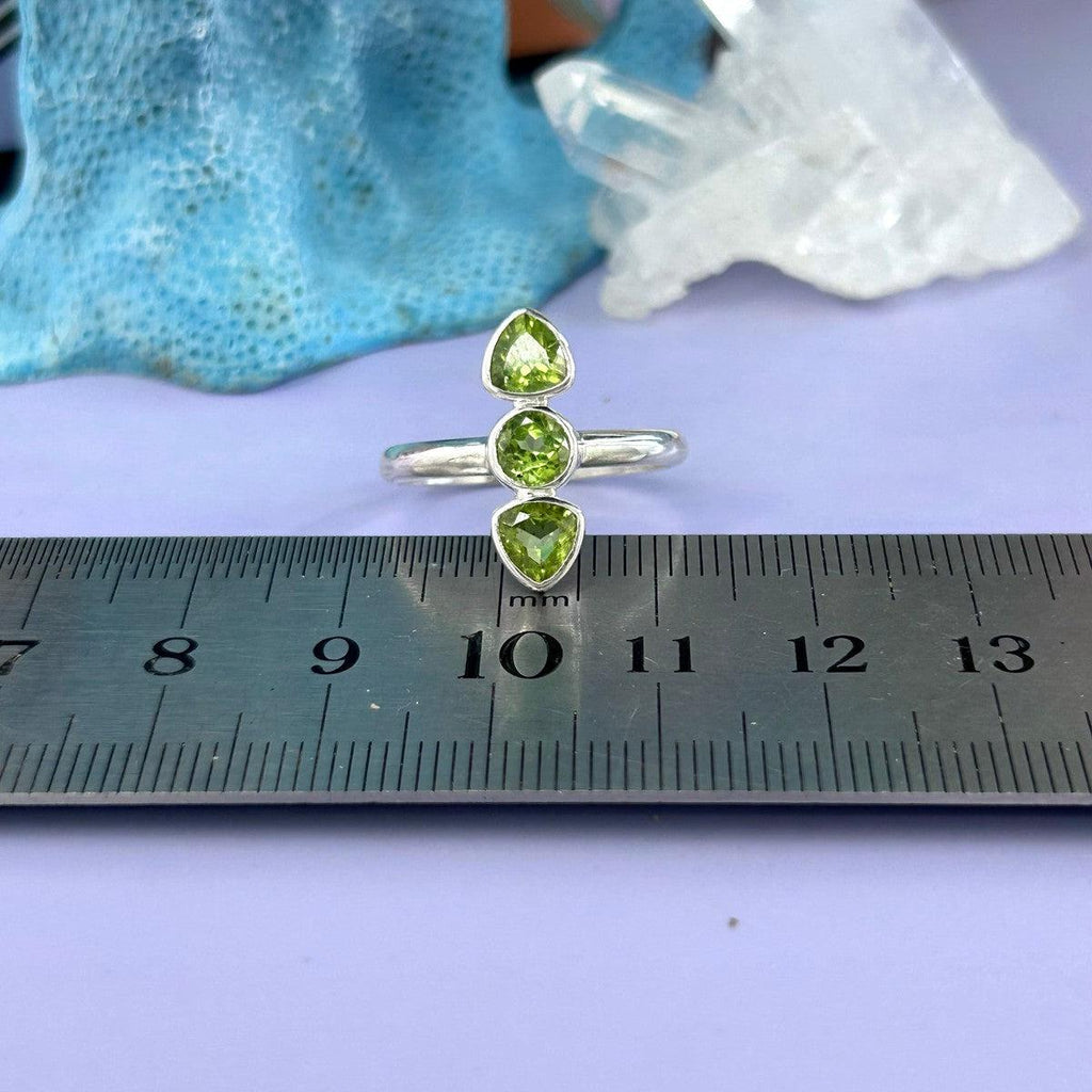 Three Gemstone Silver Ring