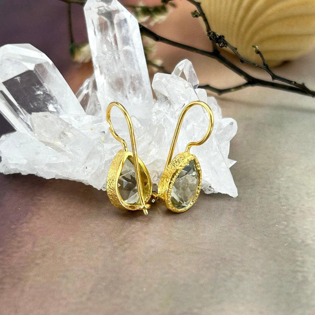 Green Crystal Gold Earrings