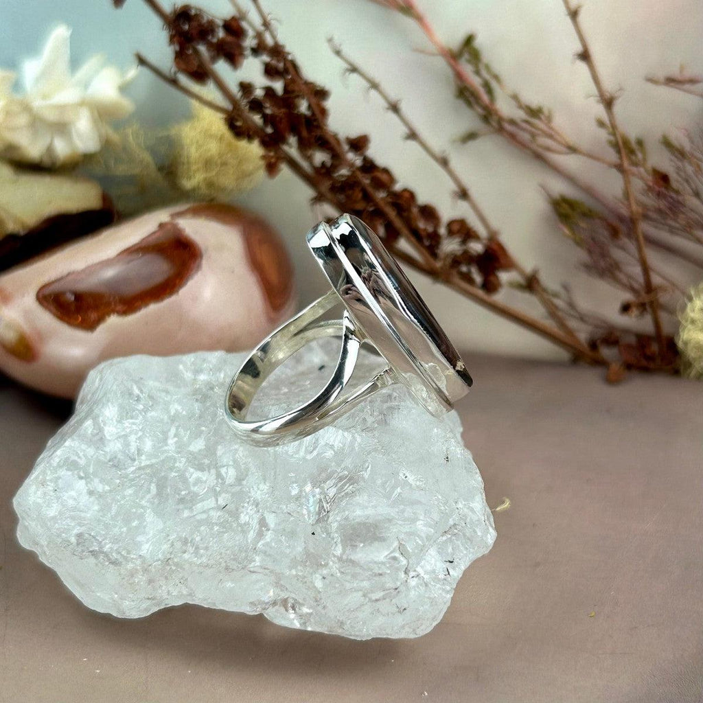 Elongated Oval Dark Stone Ring